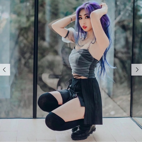 Lychee The Label Black Mesh Crop Top - Picture 2 of 3